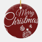 Mooie rode achtergrond met kerstdecoraties keramisch ornament (Achterkant)