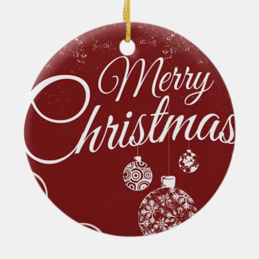 Mooie rode achtergrond met kerstdecoraties keramisch ornament (Achterkant)