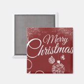 Mooie rode achtergrond met kerstdecoraties magneet (Voorkant / Achterkant)