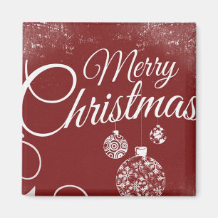Mooie rode achtergrond met kerstdecoraties magneet