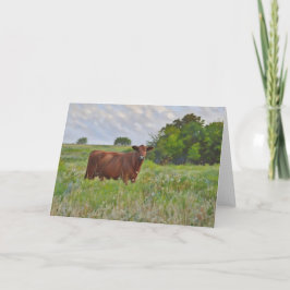 Mooie rode Angus Koe Boerderij Art Note Kaart