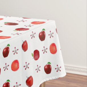 Mooie Rode Appels & Appelbloesem op Wit Tafelkleed