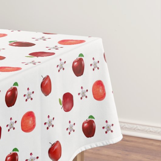 Mooie Rode Appels & Appelbloesem op Wit Tafelkleed (Voorbeeld)