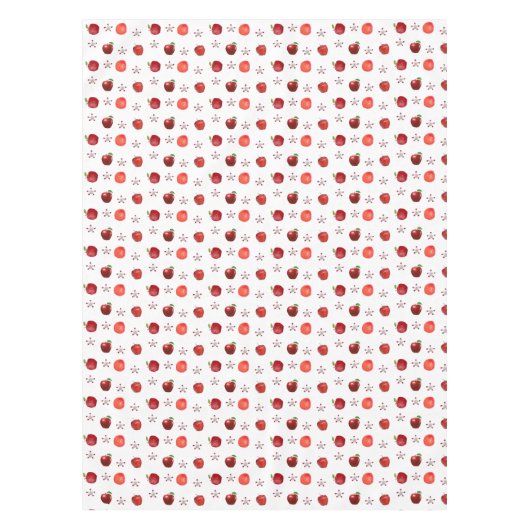 Mooie rode appels en appelbloemen op wit tafelkleed (Voorkant)