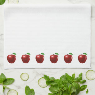 Mooie rode appels op witte keukendoek theedoek