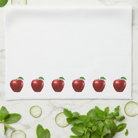Mooie rode appels op witte keukendoek theedoek (Gevouwen)