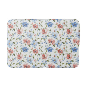 Mooie Rode Blauwe Bloemen Badmat