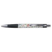 Mooie Rode Blauwe Bloemen Pen (Achterkant)