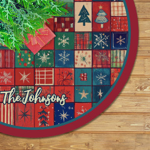 Mooie rode blauwe feestelijke kerst patroon op maa kerstboom rok