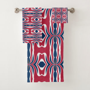 Mooie rode blauwe & witte kleurrijke vector geweld bad handdoek