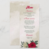 mooie rode bleke bloemen bruiloft menu (Voorkant / Achterkant)