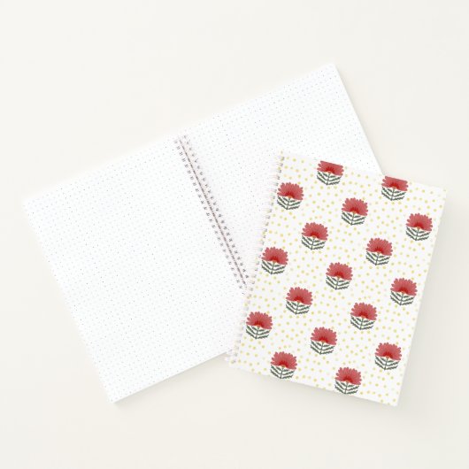 Mooie rode bloem gele stip journal notitieboek (Binnen)