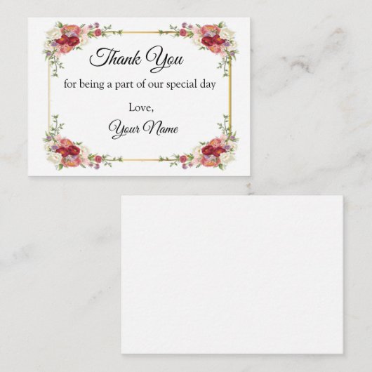 Mooie rode bloem in dank u notitiekaartje (Voorkant / Achterkant)