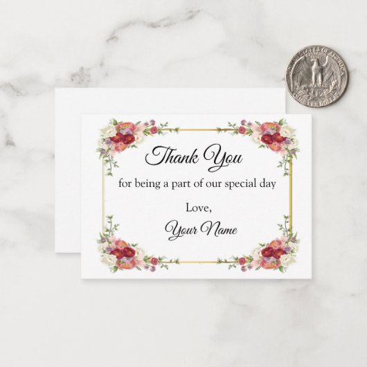 Mooie rode bloem in dank u notitiekaartje (Voorkant / Achterkant in situ)