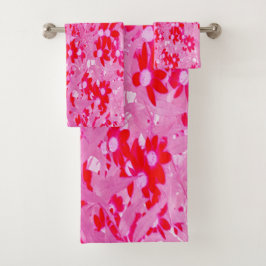 Mooie Rode Bloemen Bad Handdoek