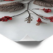 Mooie rode bloemen en bladeren perfect poster (Hoek)
