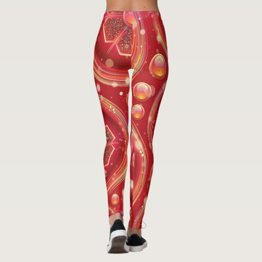 Mooie rode bloemen en Perles leggings (Achterkant)