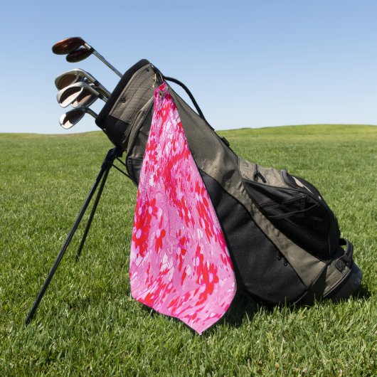 Mooie Rode Bloemen Golfhanddoek (Groen)