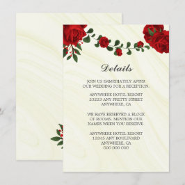 Mooie rode bloemen groen details informatiekaartje