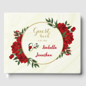 mooie rode bloemen groen gastenboek (Voorkant)