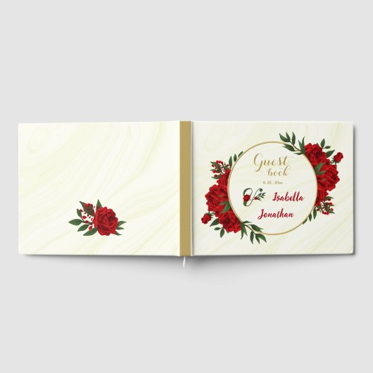 mooie rode bloemen groen gastenboek (Volledig)