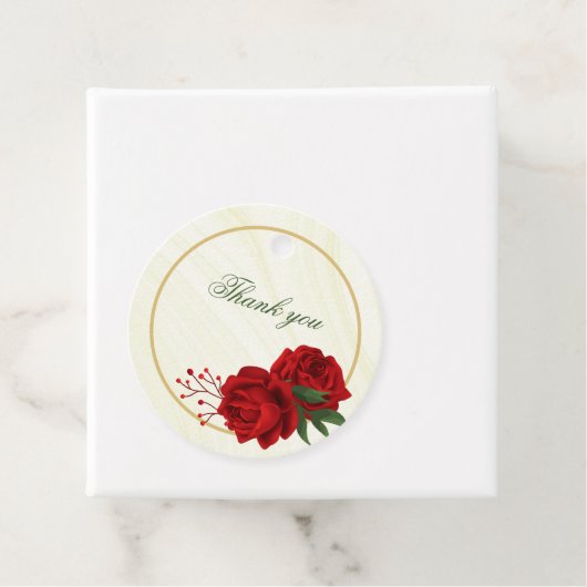 Mooie rode bloemen groene bladeren dank u bedankjes labels (In situ)