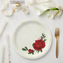 mooie rode bloemen groene bladeren papieren bordje