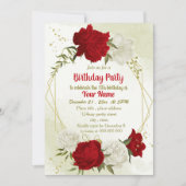 Mooie rode bloemen groene bladeren verjaardag kaart (Voorkant)