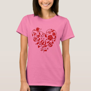 Mooie Rode Bloemen Hart Valentijnsdag T-shirt