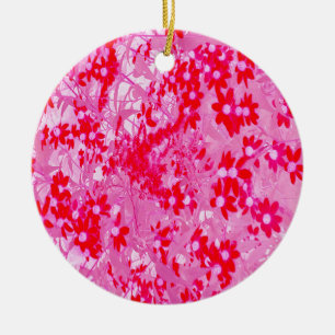 Mooie Rode Bloemen Keramisch Ornament