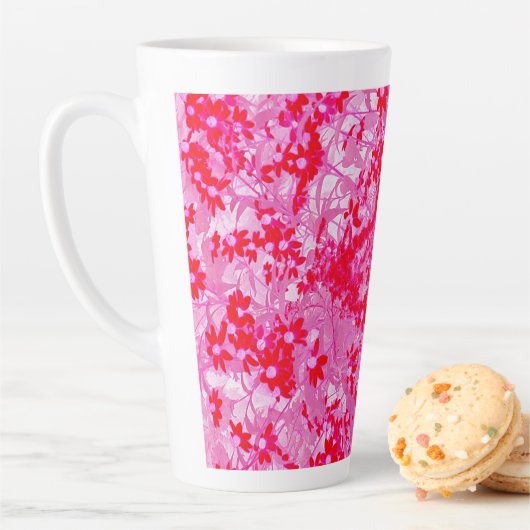 Mooie Rode Bloemen Latte Mok (In situ)