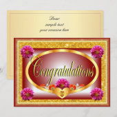 Mooie rode bloemen ontwerp gefeliciteerd kaart (Voorkant / Achterkant)