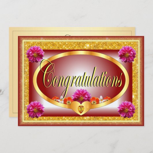 Mooie rode bloemen ontwerp gefeliciteerd kaart (Voorkant / Achterkant)