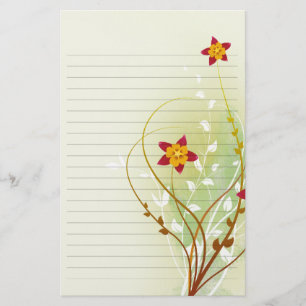 mooie rode bloemen op zacht groen gelinieerd papie briefpapier