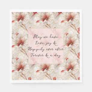 Mooie rode bloemen romantische bruiloft servet