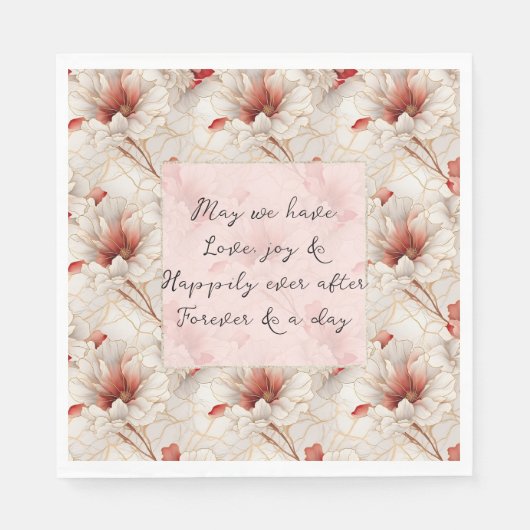 Mooie rode bloemen romantische bruiloft servet (Voorkant)