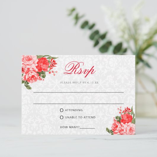 Mooie rode bloemen - RSVP / keuzevlees (Staand voorkant)