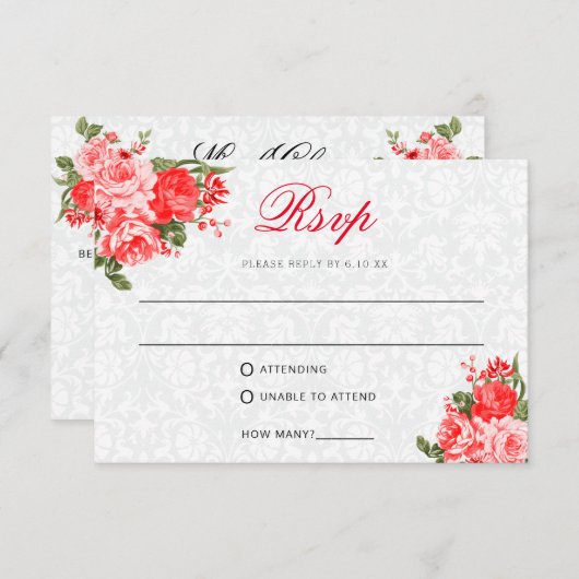 Mooie rode bloemen - RSVP / keuzevlees (Voorkant / Achterkant)