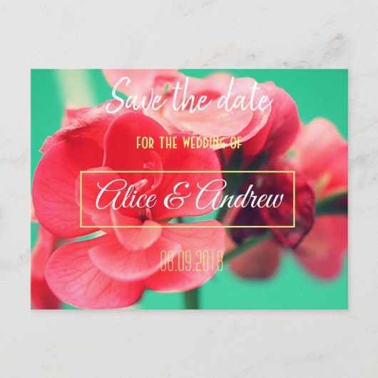 Mooie Rode Bloemen Save the Date Briefkaart (Voorkant)