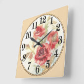 Mooie rode bloemen vierkante klok (Hoek)