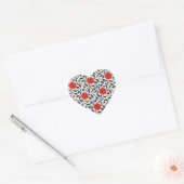 Mooie rode bloemenprint hart sticker (Envelop)