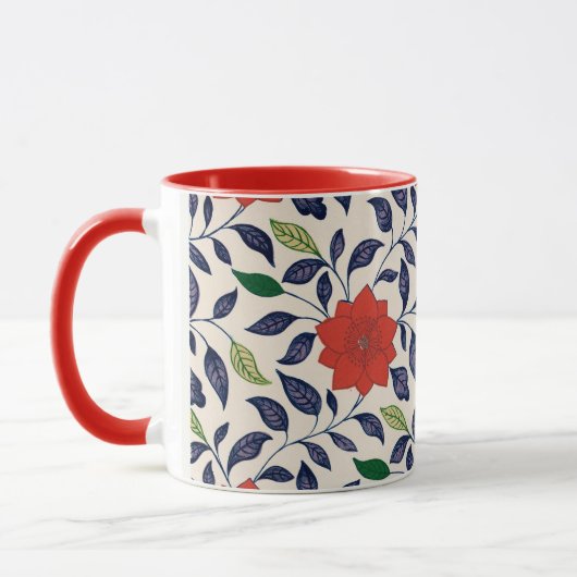 Mooie rode bloemenprint mok (Links)
