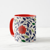 Mooie rode bloemenprint mok (Voorkant links)