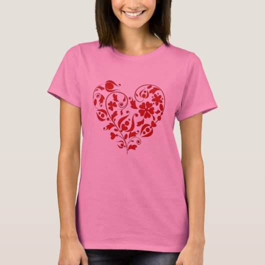 Mooie rode bloemhart Valentijnsdag T-shirt (Voorkant)