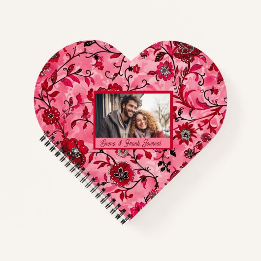 Mooie Rode Bloemige Aangepaste Gepersonaliseerde Notitieboek (Voorkant)