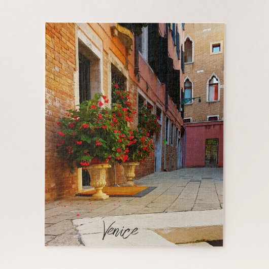 Mooie Rode Bloemkanalen van Venetië Legpuzzel (Verticaal)