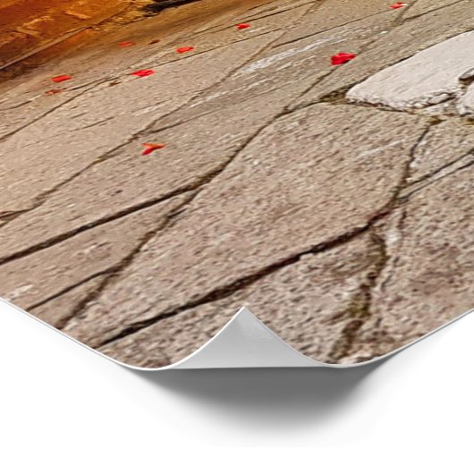 Mooie Rode Bloemkanalen van Venetië Poster (Hoek)