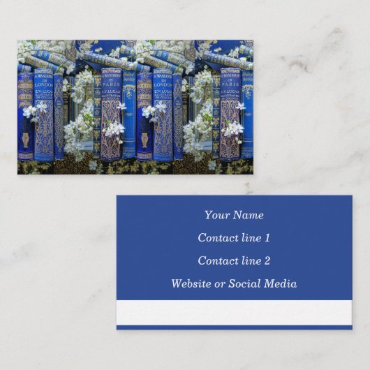 Mooie rode boekjes (blauw) Roepkaart Visitekaartje (Voorkant / Achterkant)