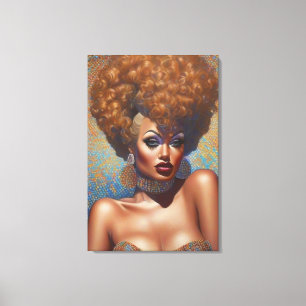 Mooie rode bombshell drag queen portret canvas afdruk