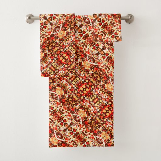 Mooie rode bruine oranje abstracte stenen bad handdoek (Insitu)